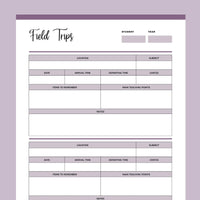 Printable Field Trip Planner For Homeschool  - Purple