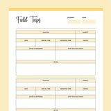 Printable Field Trip Planner For Homeschool  - Yellow