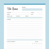 Printable Film Review Template - Blue