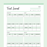 Printable Food Journal - Green