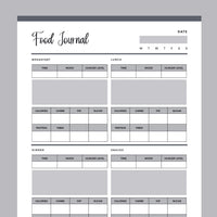 Printable Food Journal - Grey
