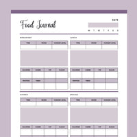 Printable Food Journal - Purple