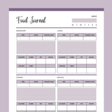 Printable Food Journal - Purple