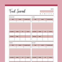 Printable Food Journal - Red