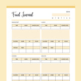Printable Food Journal - Yellow