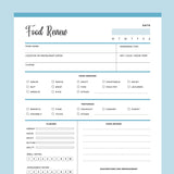 Printable Food Review Template - Blue