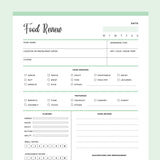 Printable Food Review Template - Green