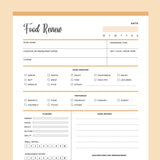 Printable Food Review Template - Orange