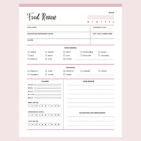 Printable Food Review Template