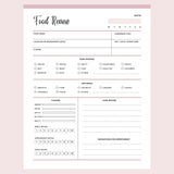 Printable Food Review Template