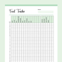 Printable Food Tracker For Children - Green