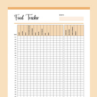 Printable Food Tracker For Children - Orange