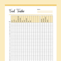 Printable Food Tracker For Children - Yellow