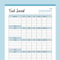 Printable Food Tracking Journal - Blue