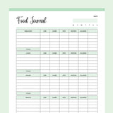 Printable Food Tracking Journal - Green