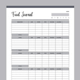 Printable Food Tracking Journal - Grey