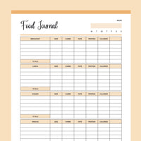 Printable Food Tracking Journal - Orange