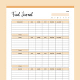 Printable Food Tracking Journal - Orange