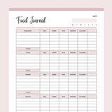Printable Food Tracking Journal - Pink