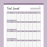 Printable Food Tracking Journal - Purple