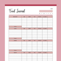 Printable Food Tracking Journal - Red