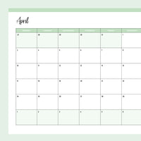 Free 2023 Printable Calendar - Monday Start - April - Green