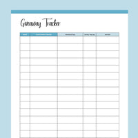 Printable Giveaway Tracker - Blue