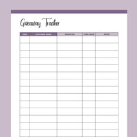 Printable Giveaway Tracker - Purple