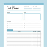 Printable Goal Planner - Blue