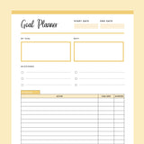Printable Goal Planner - Yellow