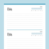 Printable Half Page Notes - Blue