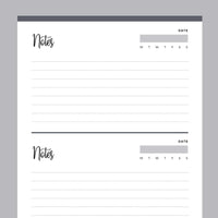 Printable Half Page Notes | Instant Download PDF | A4 and US Letter ...