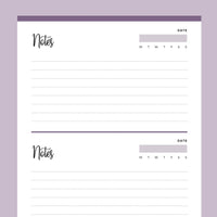 Printable Half Page Notes - Purple