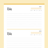 Printable Half Page Notes - Yellow