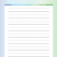Printable Handwriting Practice Paper For Kids - Green and Blue Rainbow