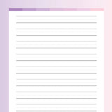 Printable Handwriting Practice Paper For Kids - Pink and Purple Rainbow