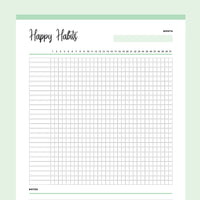 Printable Happy Habits Monthly Tracker - Green