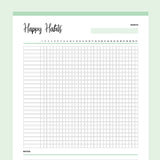 Printable Happy Habits Monthly Tracker - Green