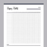 Printable Happy Habits Monthly Tracker - Grey