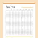 Printable Happy Habits Monthly Tracker - Orange