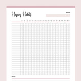 Printable Happy Habits Monthly Tracker - Pink