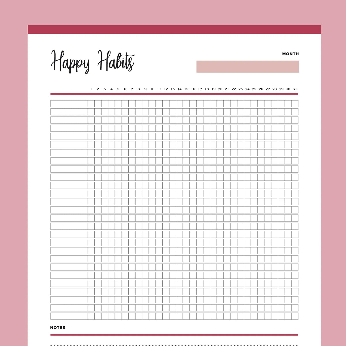 Printable Happy Habits Monthly Tracker | Instant Download PDF – Plan ...