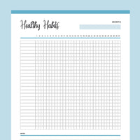 Printable Healthy Habits Daily Checklist - Blue