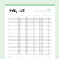 Printable Healthy Habits Daily Checklist - Green