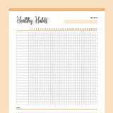 Printable Healthy Habits Daily Checklist - Orange