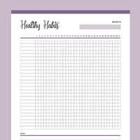 Printable Healthy Habits Daily Checklist - Purple