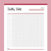 Printable Healthy Habits Daily Checklist - Red