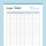 Printable Home Health Care Time Sheet - Blue