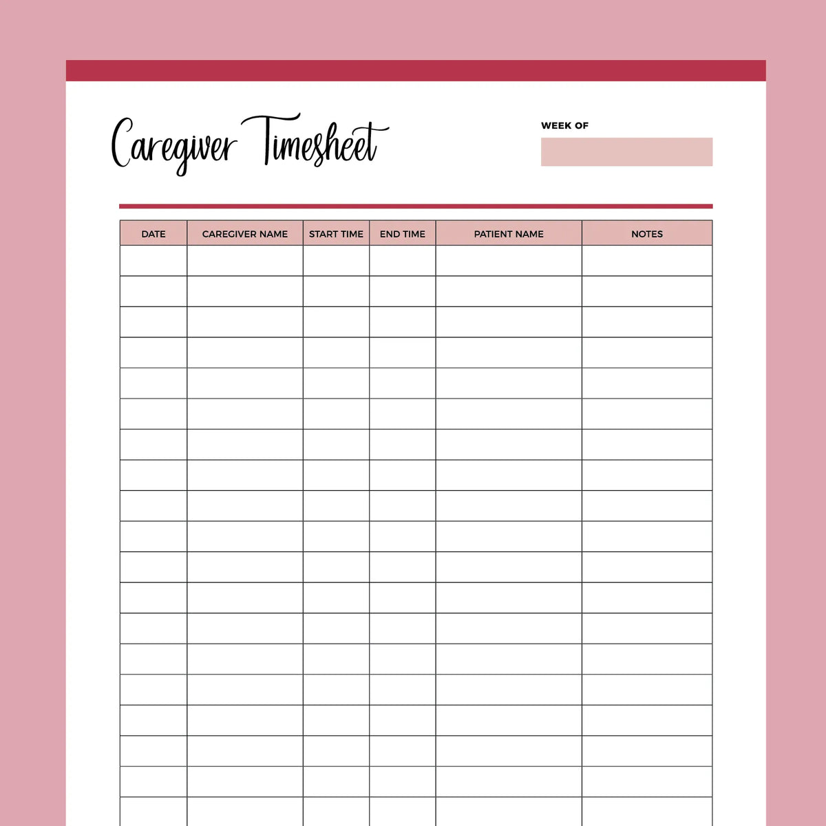 Idhs Time Sheet.pdf Printable Home Health Care Time Sheet | Instant download PDF | A4 & US ...
