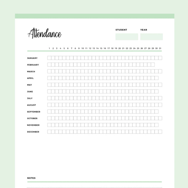 Printable Homeschool Attendance Sheet | Instant download PDF | A4 & US Letter – Plan Print Land printable-homeschool-attendance-sheet-instant-download-pdf-a4-us-letter-plan-print-land